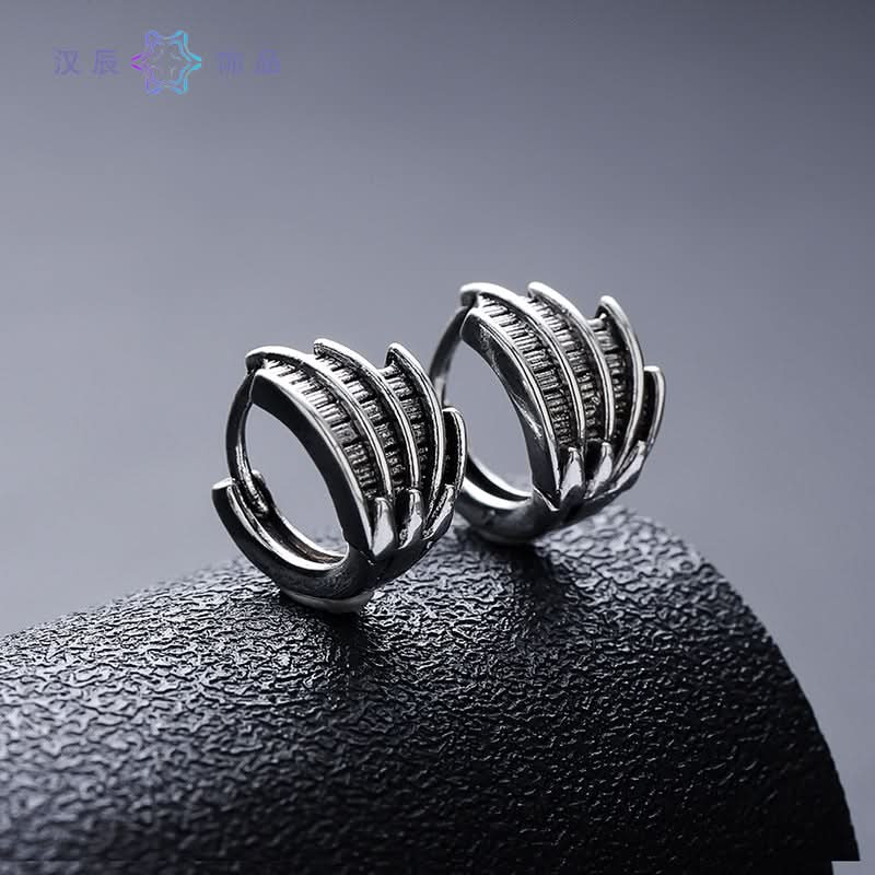 Hip-Hop Devil Wing Earrings – Edgy Geometric Ear Clips Unisex Jewelry