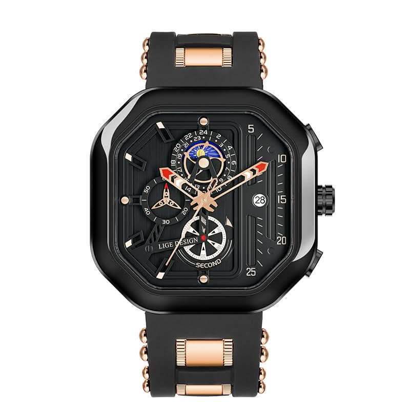 Men’s Prism Dial Quartz Watch – Luminous Chronograph with Calendar