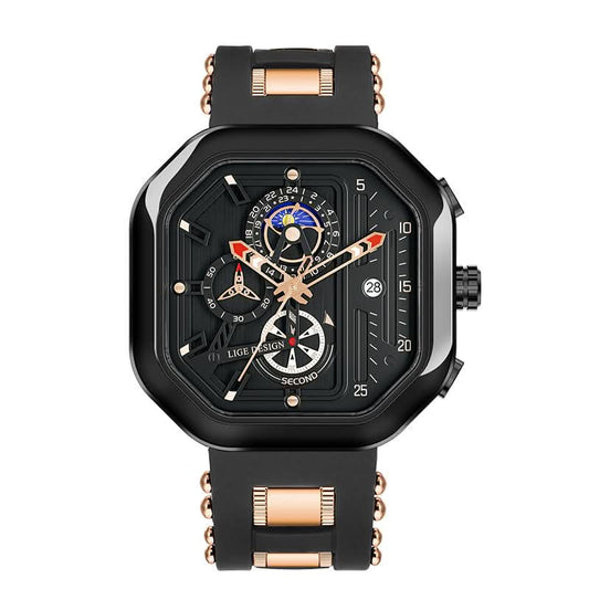 Men’s Prism Dial Quartz Watch – Luminous Chronograph with Calendar