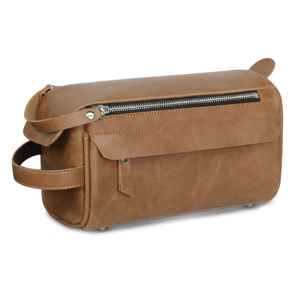 Retro Men's PU Leather Wash Bag - Waterproof Clutch Organizer