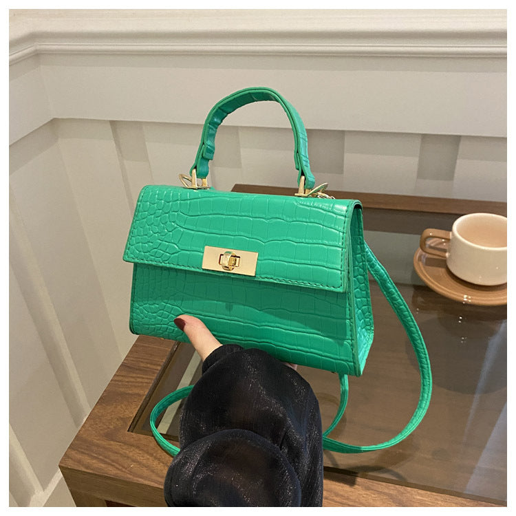 Retro PU Shoulder Handbag for Women – Small Square Lacquer Messenger Bag with Soft Finish