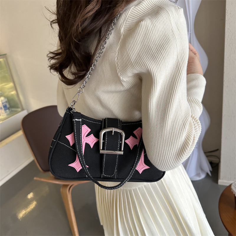 Canvas Small Square Shoulder Bag – Women’s Street Style Underarm Handbag