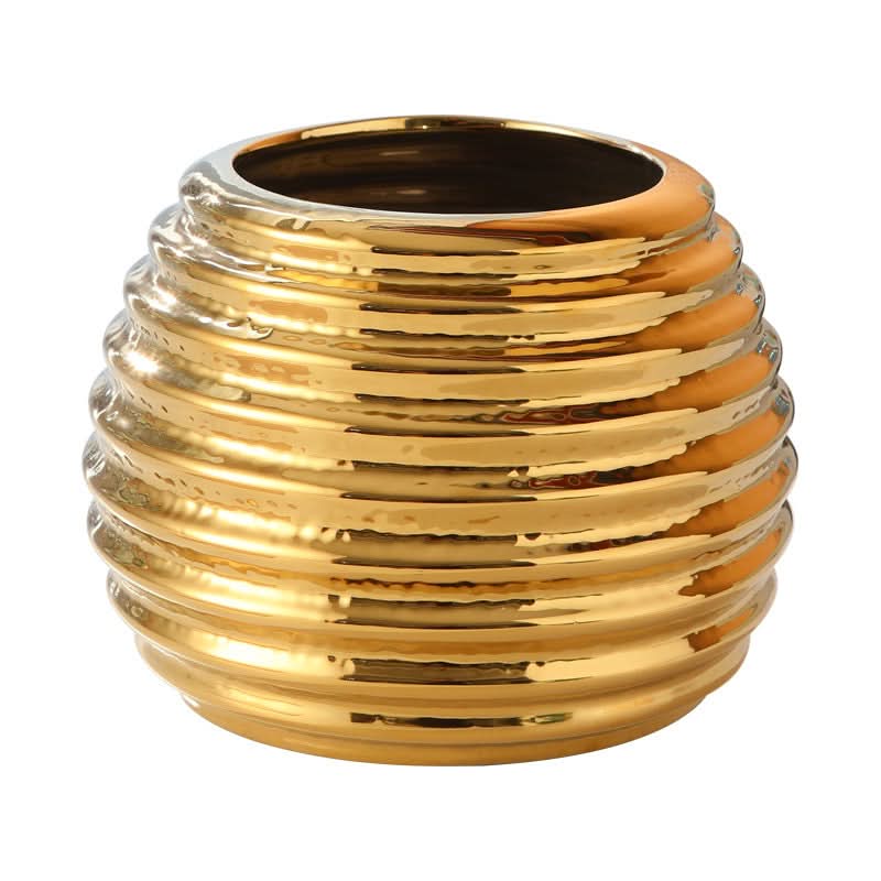 Elegant Golden Ceramic Phalaenopsis Orchid Pot