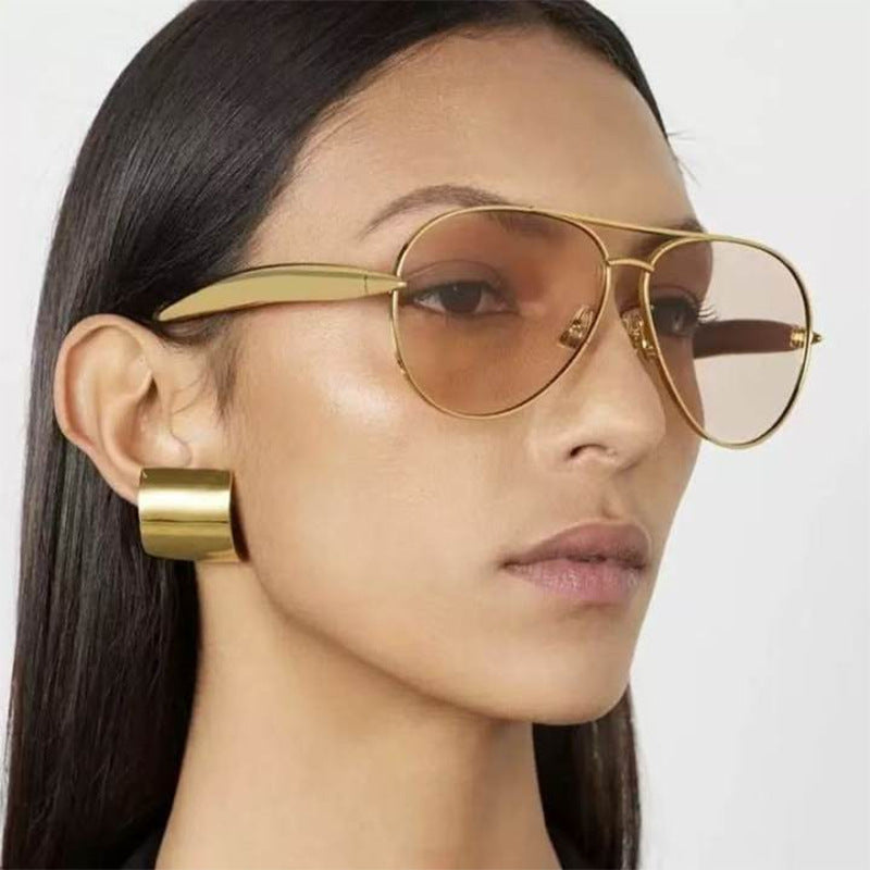 Aviator Metal Double-Bridge Sunglasses | Trendy Unisex Fashion Eyewear for Street Style