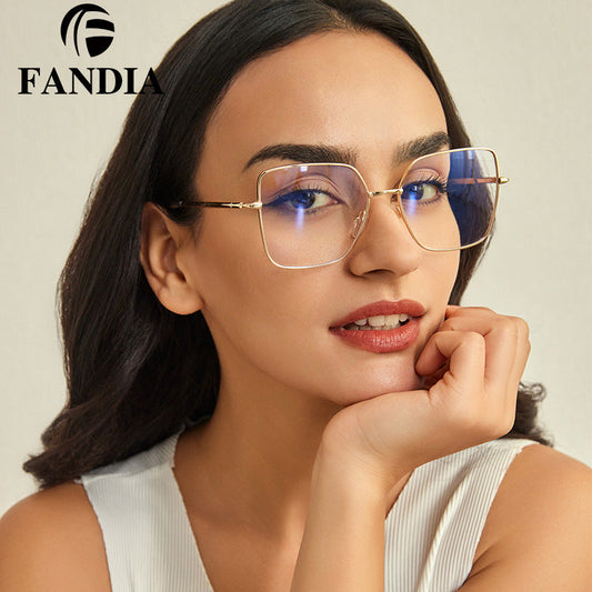 Women’s Metal Square Anti-Blue Light Glasses – Stylish Flat Frame