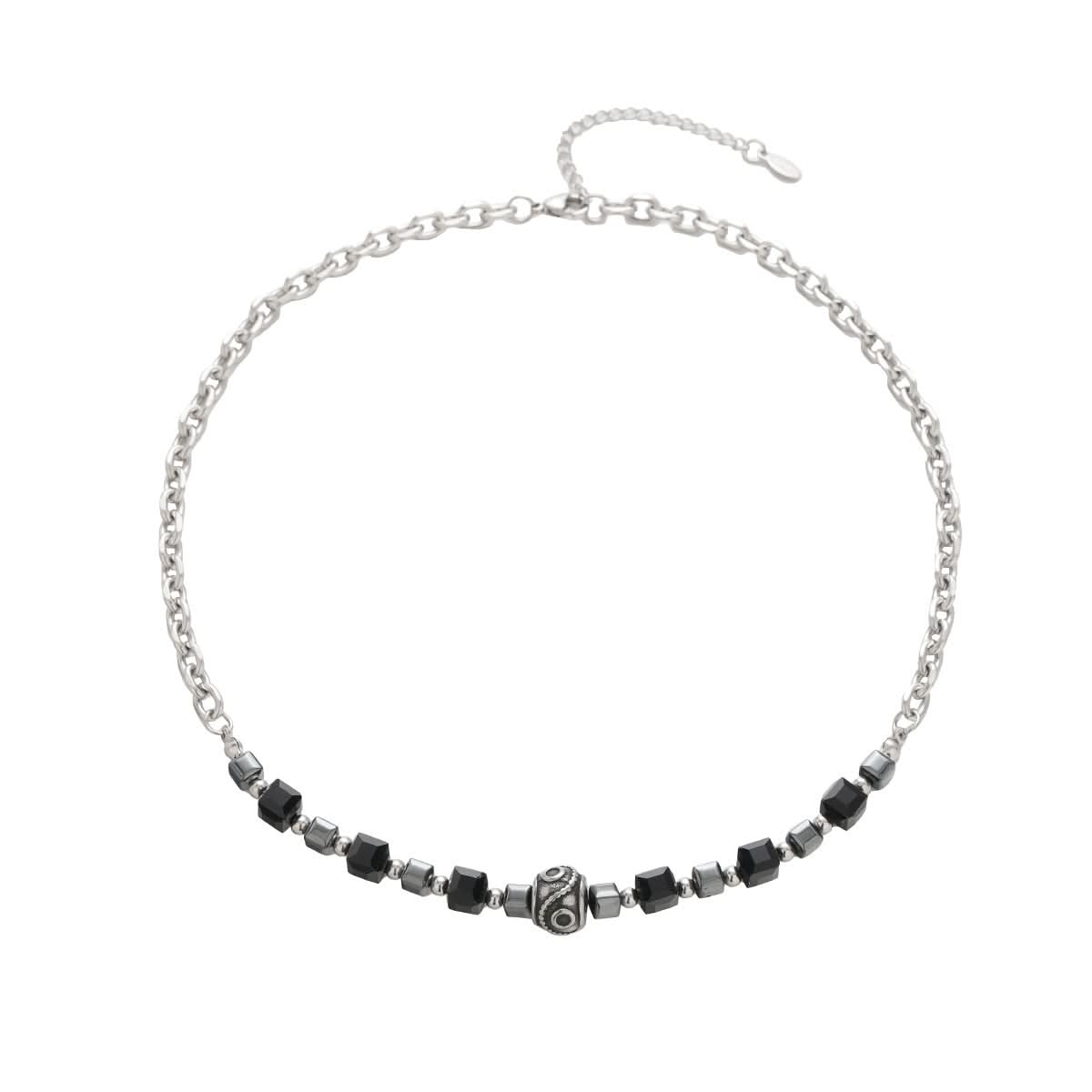 Men’s Trendy Square Beaded Necklace – Fashionable Geometric Chain
