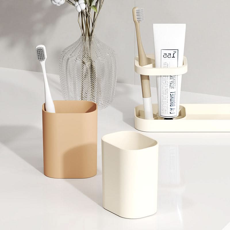 Wall-Mounted Toothbrush Holder with Mouthwash Cups -Punch-free