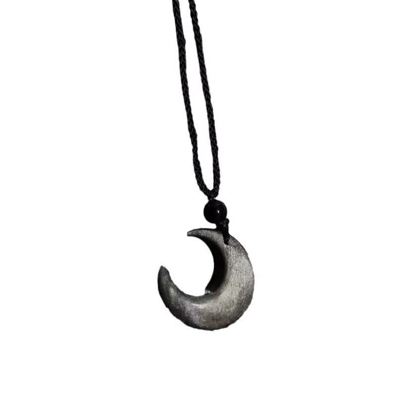 Men’s Crescent Moon Necklace – Handwoven Lanyard