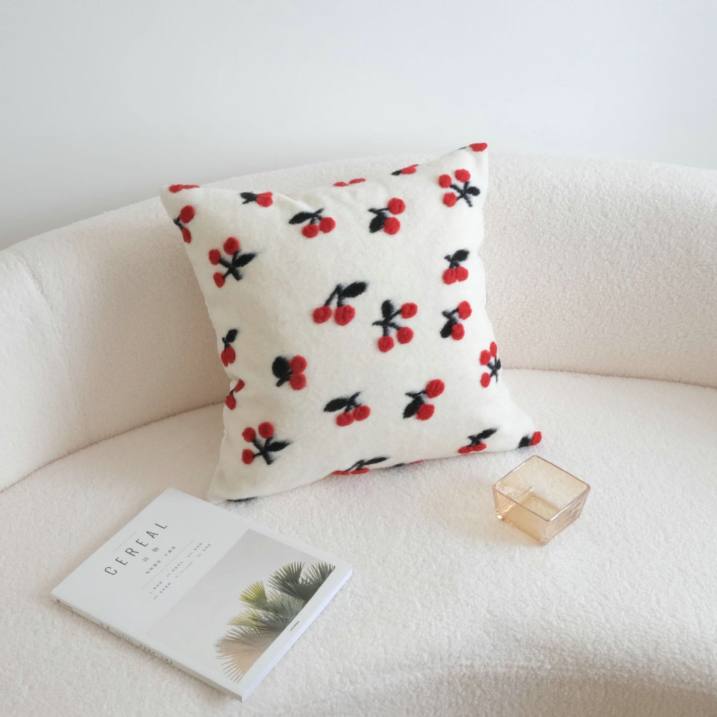 Small Fresh 3D Cherry Wool Pillow - Decorative Cushion