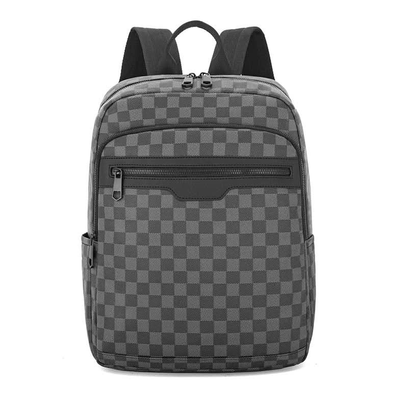 Men’s Large-Capacity PU Leather Backpack – 15-Inch Laptop Travel Bag
