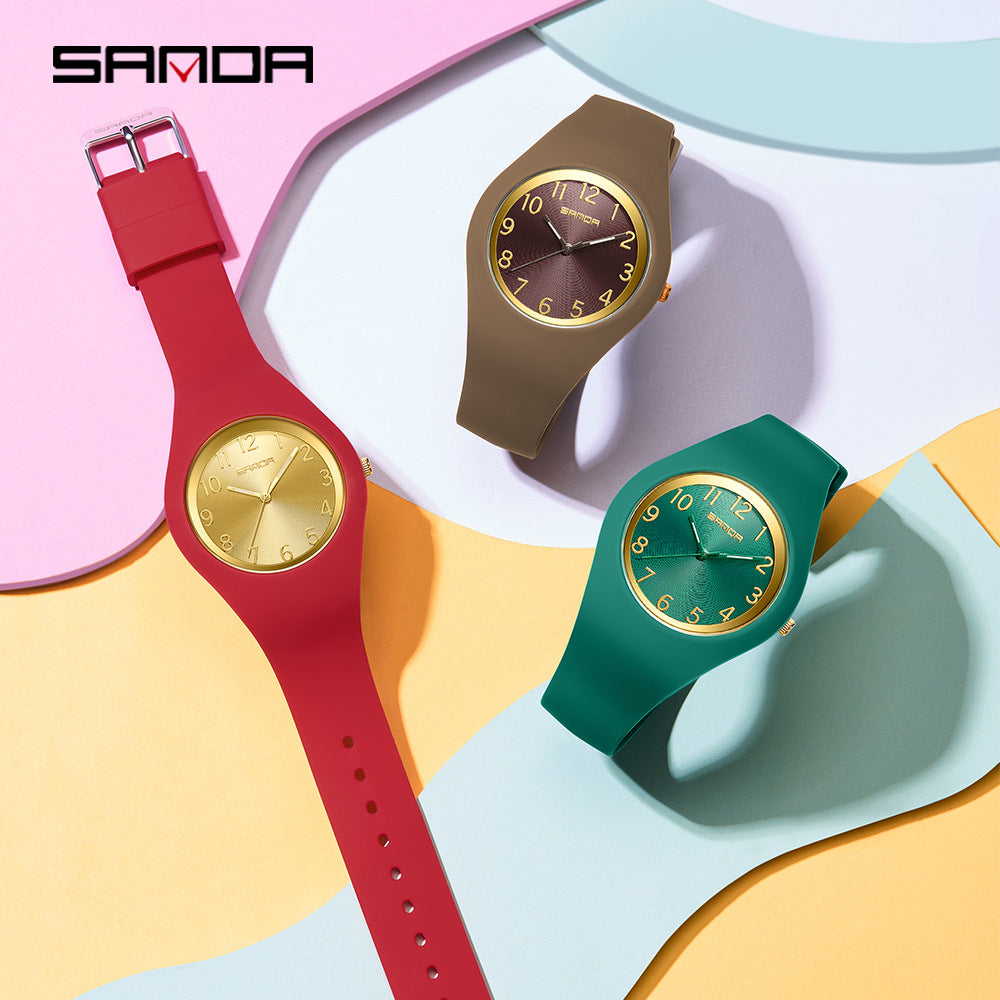 Sanda Slim Sports Watch – Waterproof Silicone Quartz Watch for Men and Women