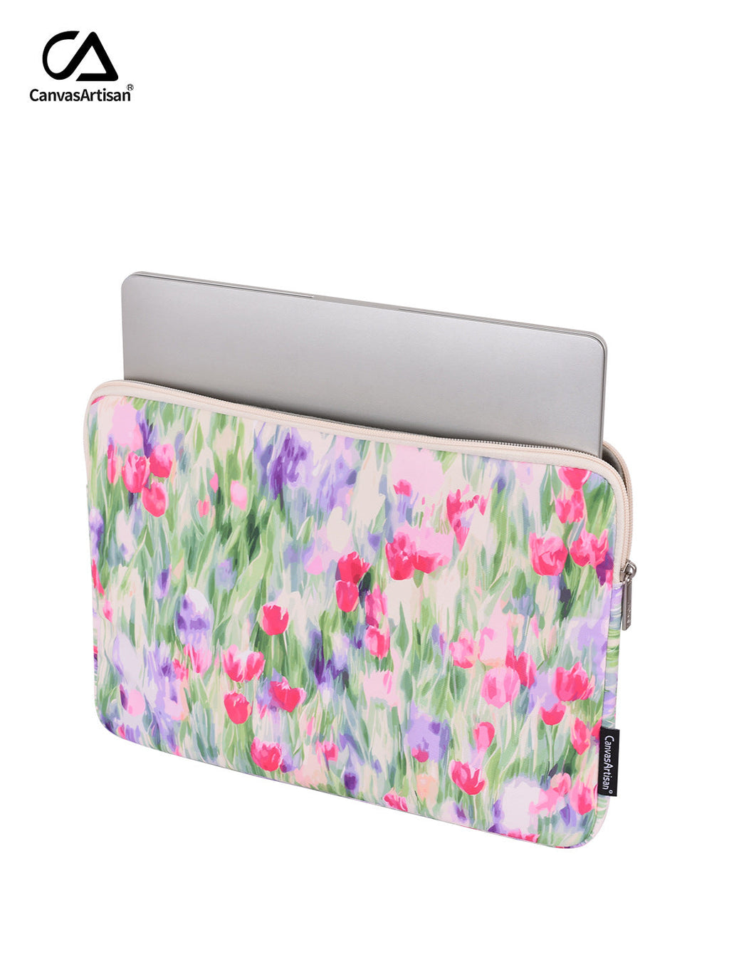 Tulip Printed Waterproof Laptop Sleeve – Shock-Resistant Floral Case for 11–15" Devices