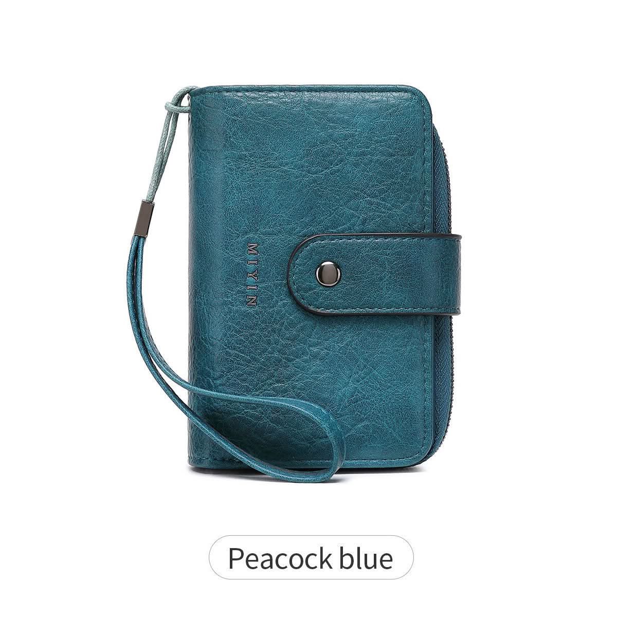 Women's RFID Blocking PU Leather Tri-Fold Wallet – Zipper Coin Purse