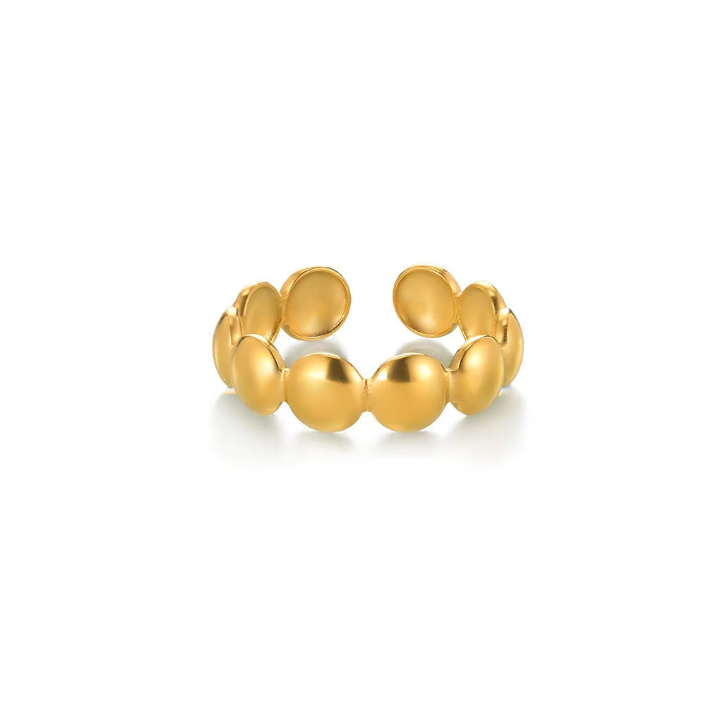 Modern Stainless Steel Pearl Ring – Adjustable Geometric Design, Minimalist Jewelry