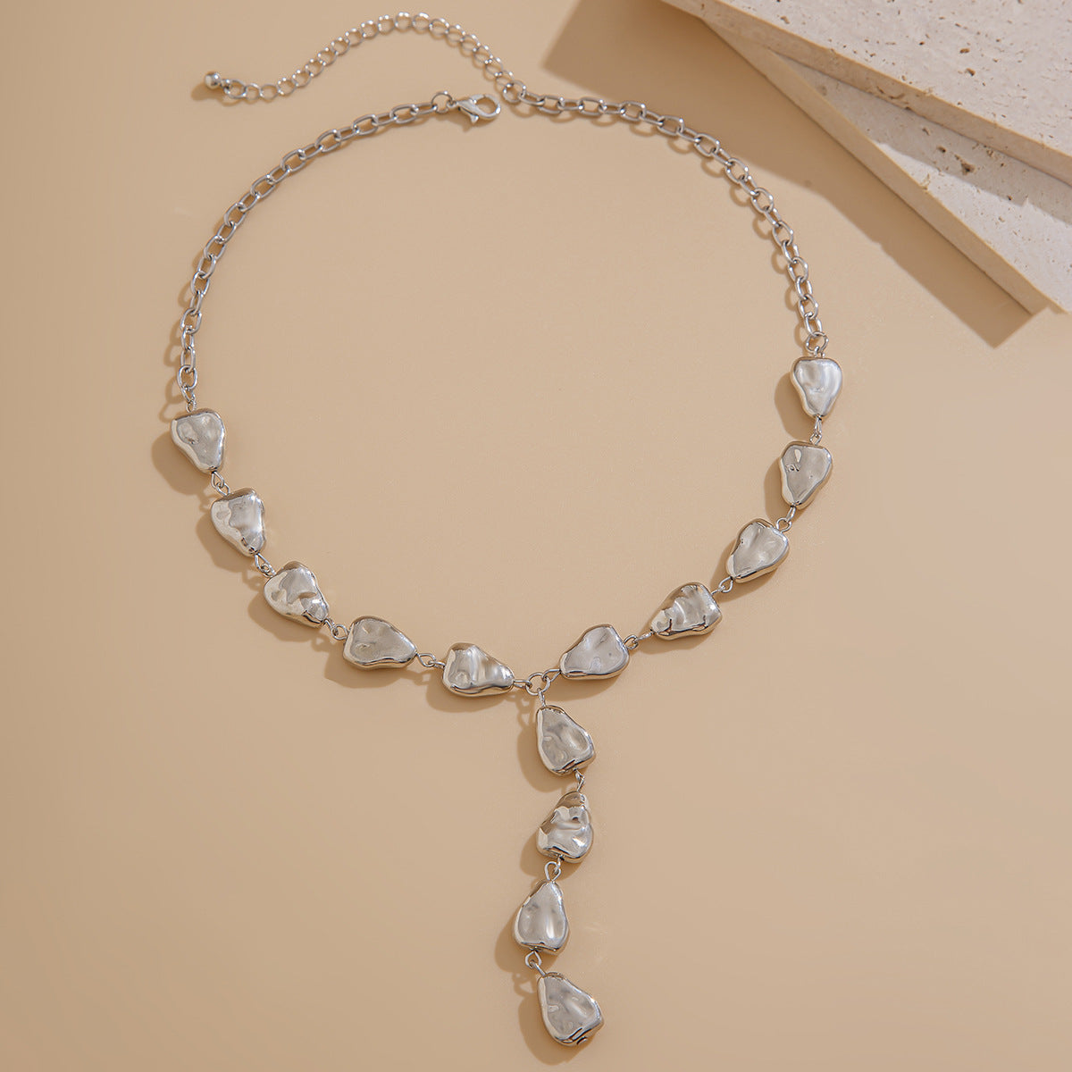 Molten Heart Y-Drop Necklace – Statement Clavicle Chain Jewelry