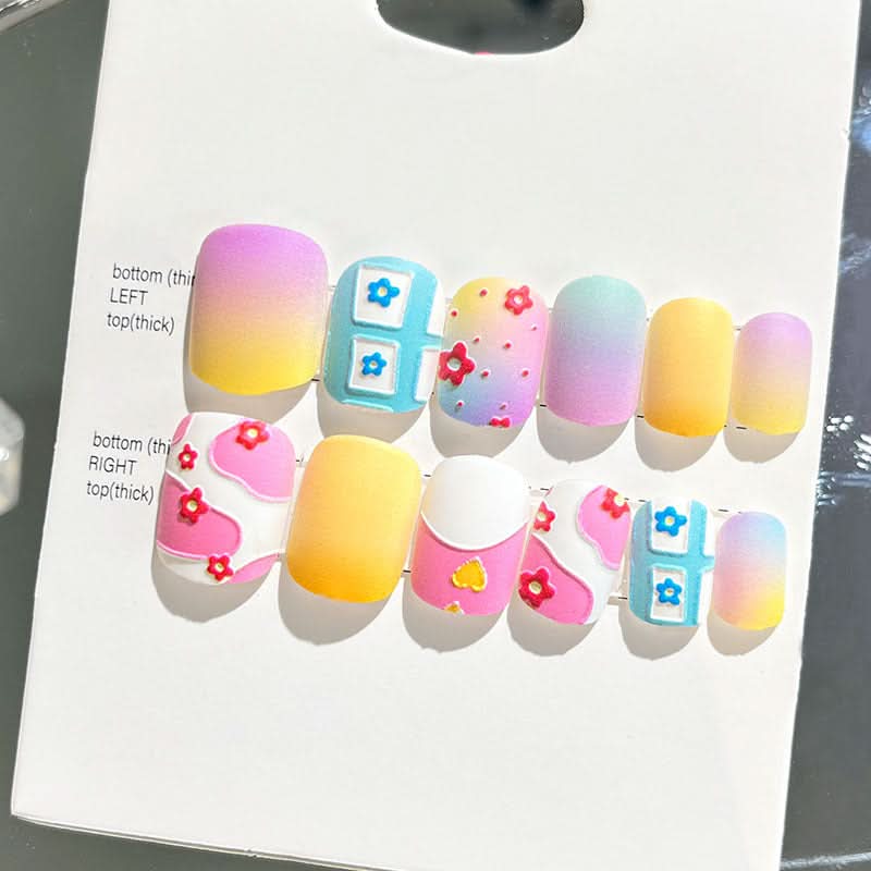 Wearable Embossed Short Bride Nail Art – Finished 3D False Nail Stickers