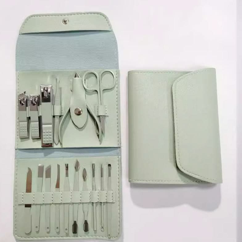 12-Piece Nail Clipper & Manicure Set - Folding Package with Eyebrow Tools