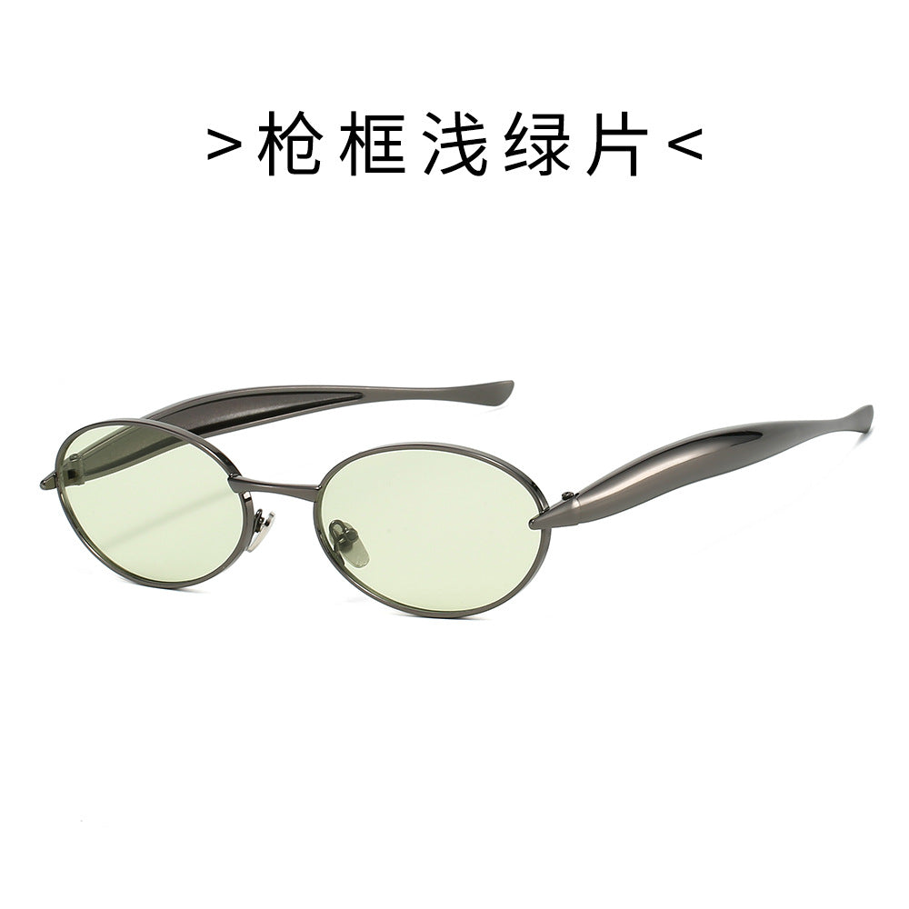 Oval Small Frame Sunglasses – Unisex Metal Trendy Shades | Fashion Sunglasses