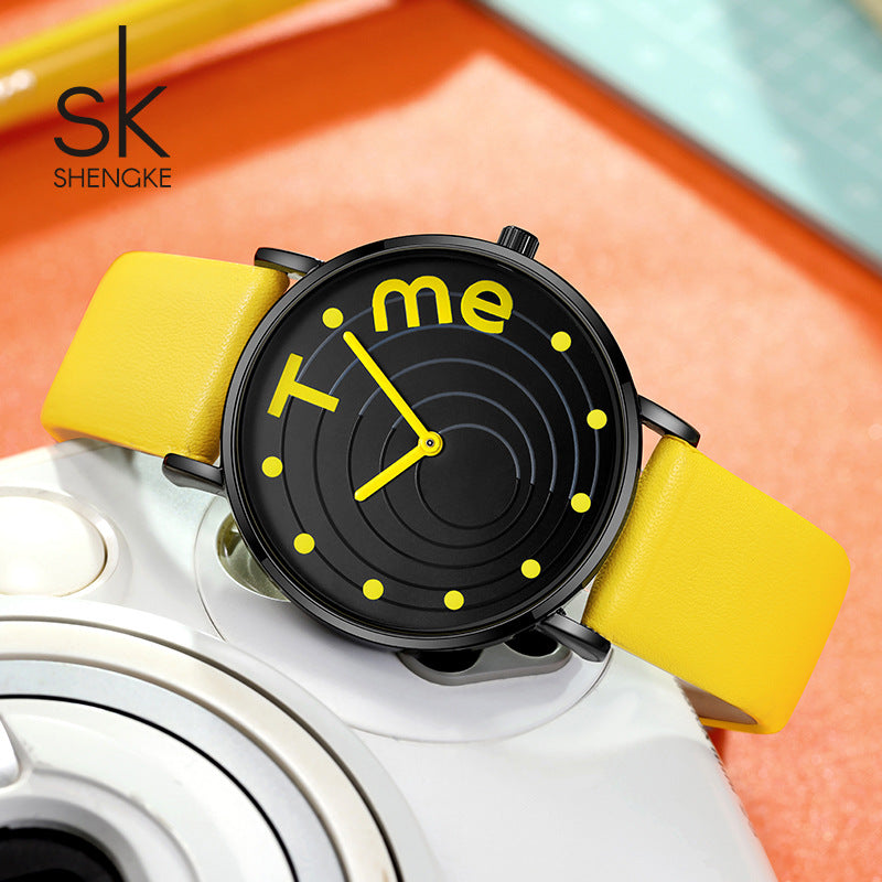 SK Women’s Quartz Watch – Fashion Round Dial, 36mm Waterproof PU Strap Wristwatch
