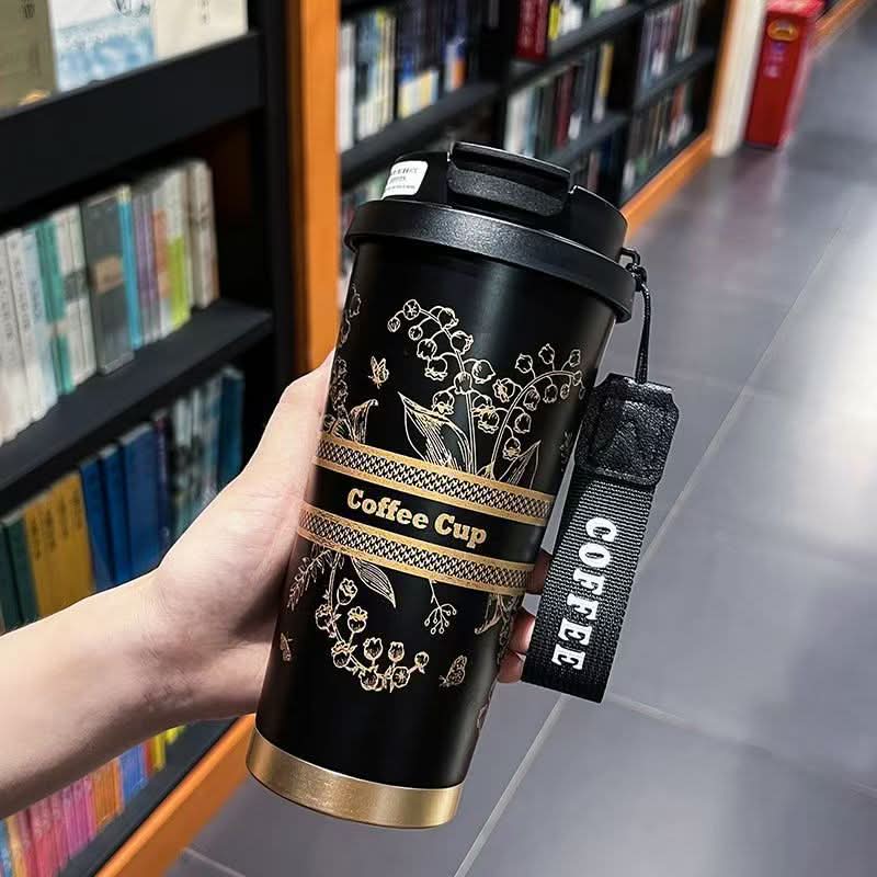 316 Stainless Steel Thermos Coffee Cup – Elegant Double-Drink Travel Mug