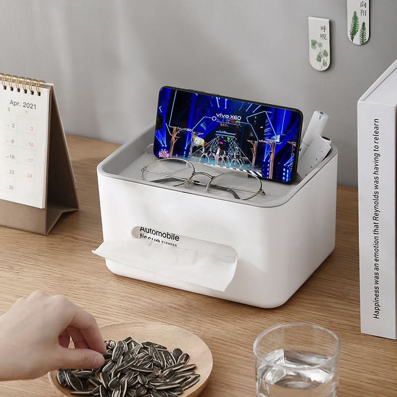 Modern Tissue Box with Remote Control Storage – Multi-Purpose