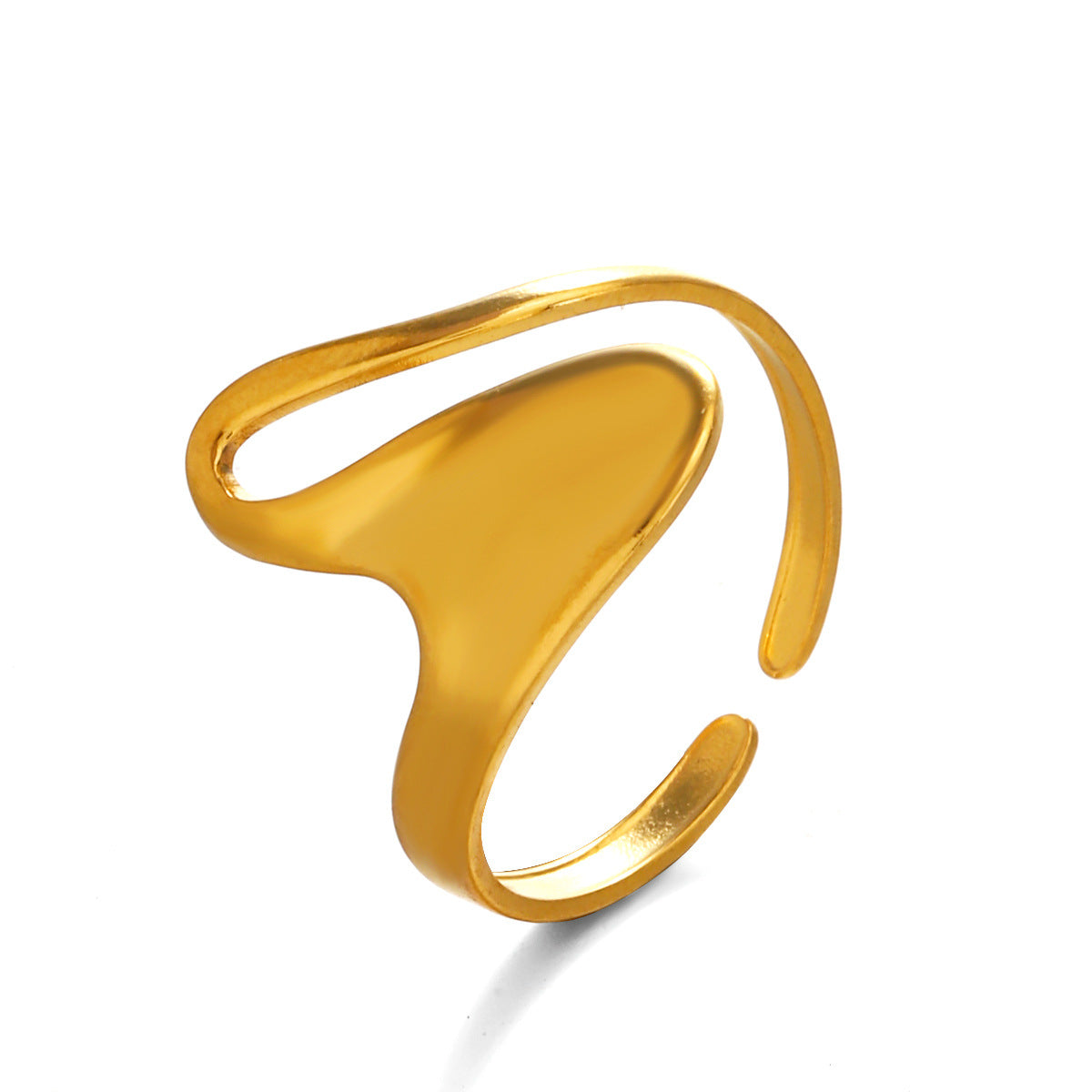 Fluid Wave Adjustable Statement Ring – Titanium Steel, Abstract Design for Women