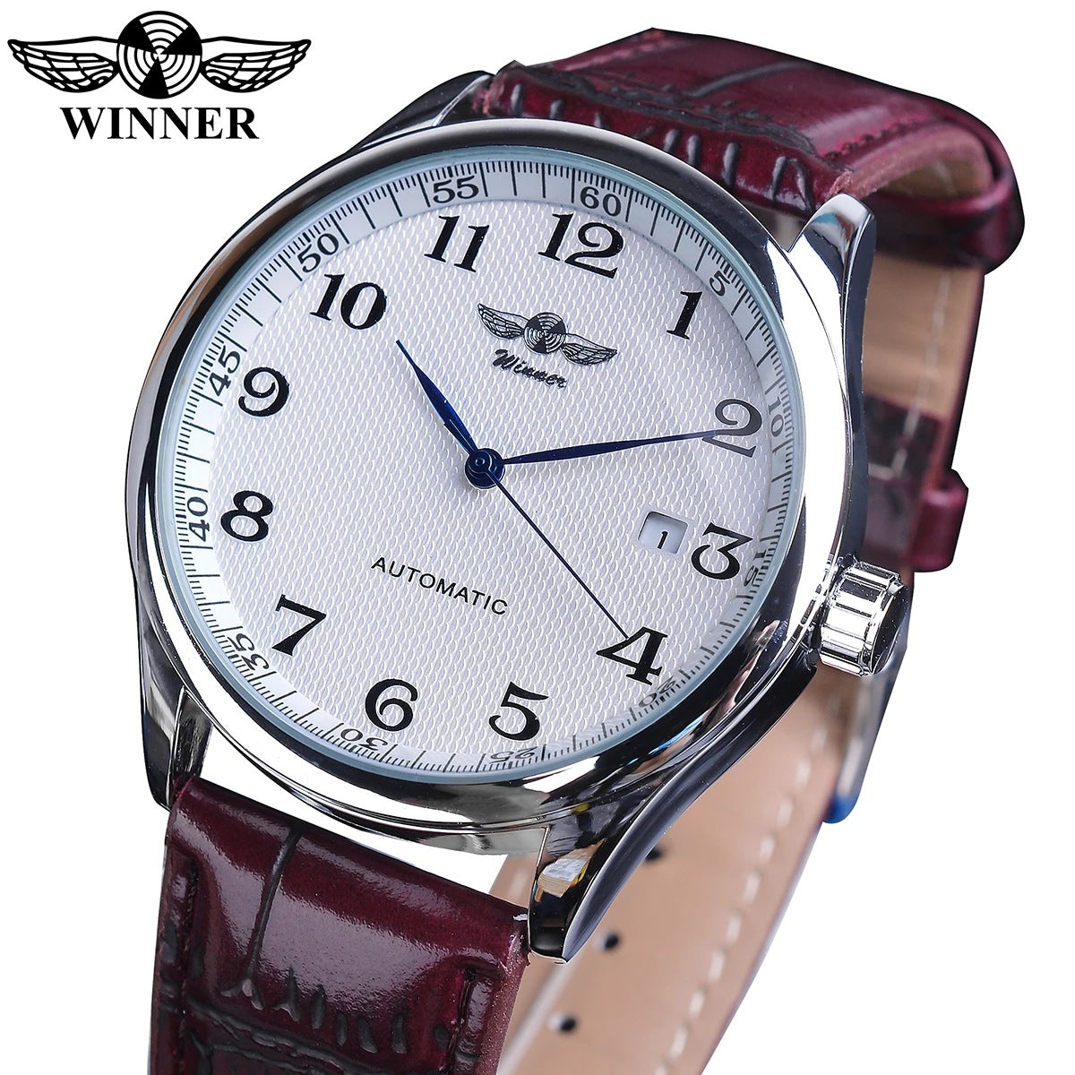 T-Winner Men’s Automatic Mechanical Watch – Business Leather Strap with Calendar