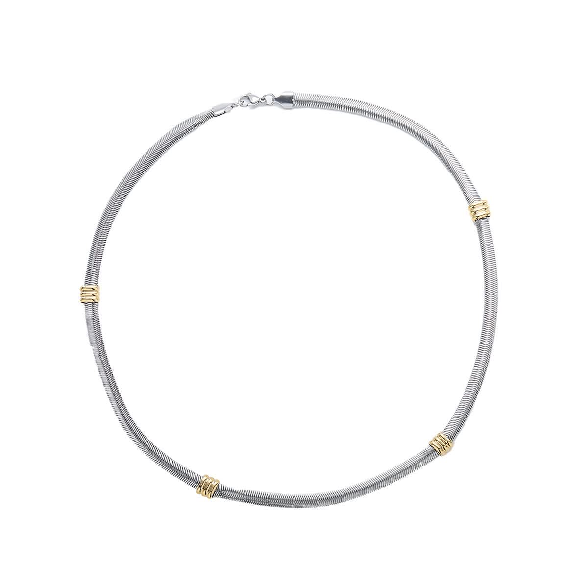 Men's Gold Bead Flat Snake Bone Necklace & Bracelet  – Minimalist Luxury