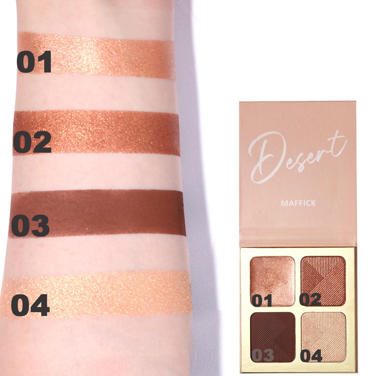 Maffick Desert Highlighter Palette – 4-Color Contouring & Brightening Tray for Skin Tone
