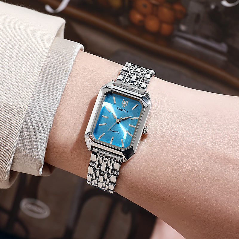Women’s Square Dial Luxury Quartz Watch – Alloy Steel Strap, Fashion Student Style