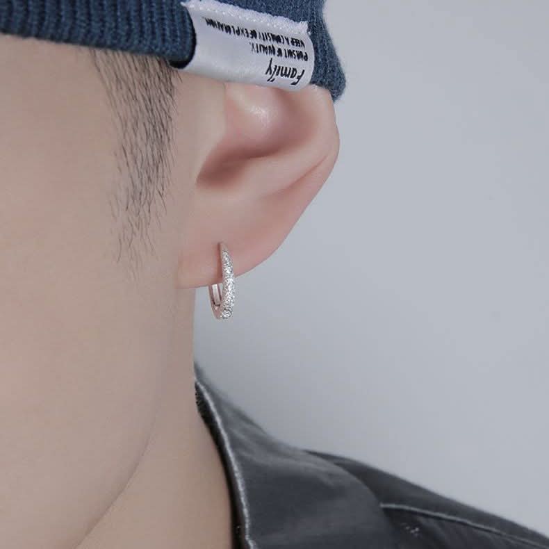 Men’s Minimalist Silver Hoop Earrings – Punk Hip-Hop Fashion