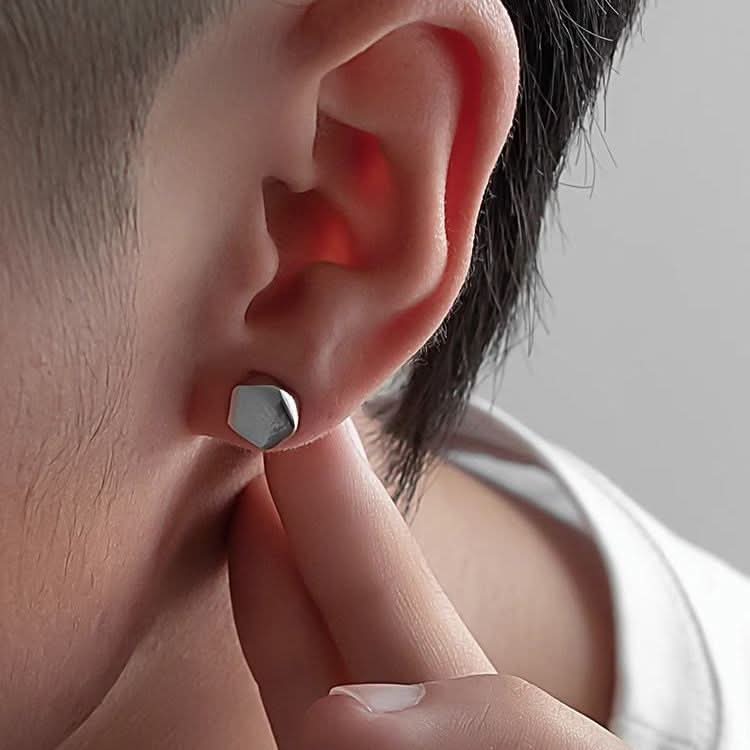 Men’s Hexagonal Magnetic Ear Clip – Non-Piercing Geometric Earrings