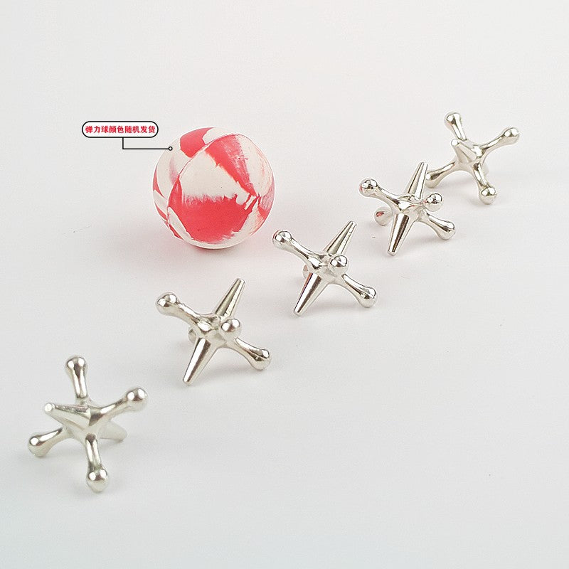 Classic Alloy Jacks Game Set – Multiplayer Brain-Boosting Toy for Kids & Adults