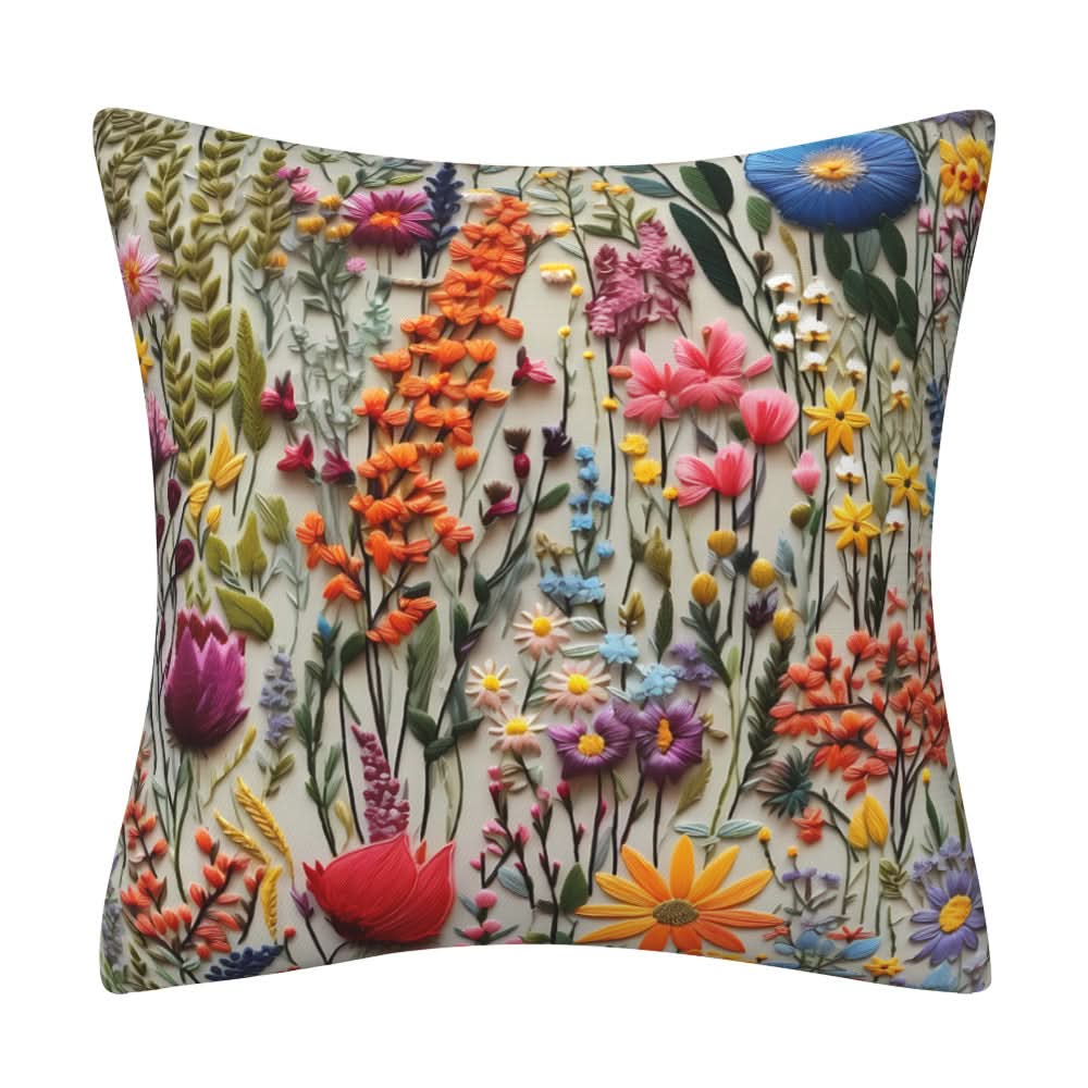 3D Imitation Embroidery Flower Pillow Cover