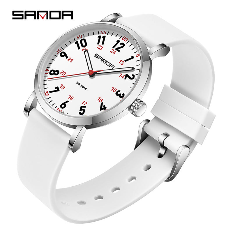 Sanda Women’s Luxury Quartz Watch – Elegant Waterproof Silicone Strap Fashion Watch