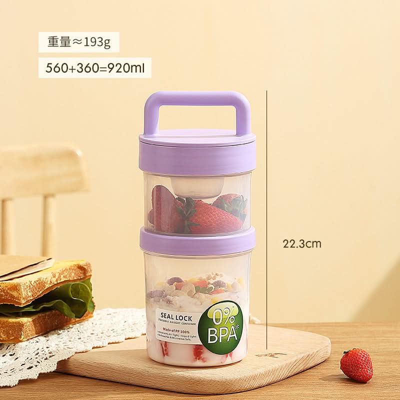Portable Yogurt & Snack Double-Layer Oatmeal & Salad Cup - 920-1120ml