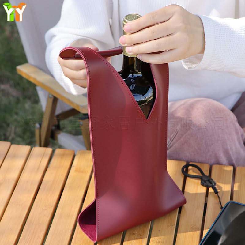 Portable PU Leather Wine Bag