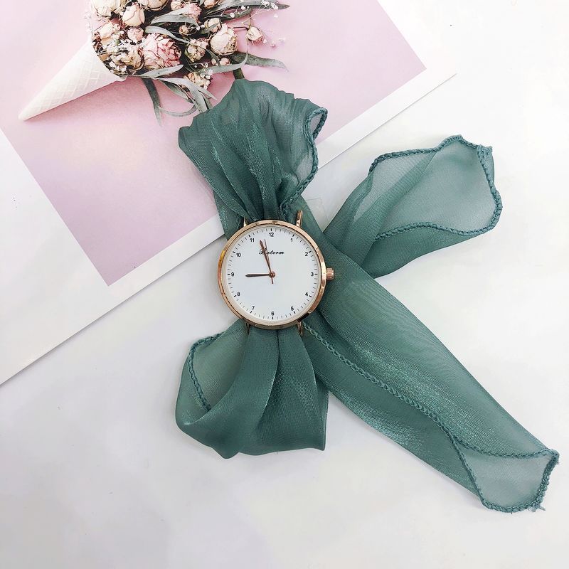 Women’s Solid Color Ribbon Strap Watch – DIY Handmade Fairy Style, World Time
