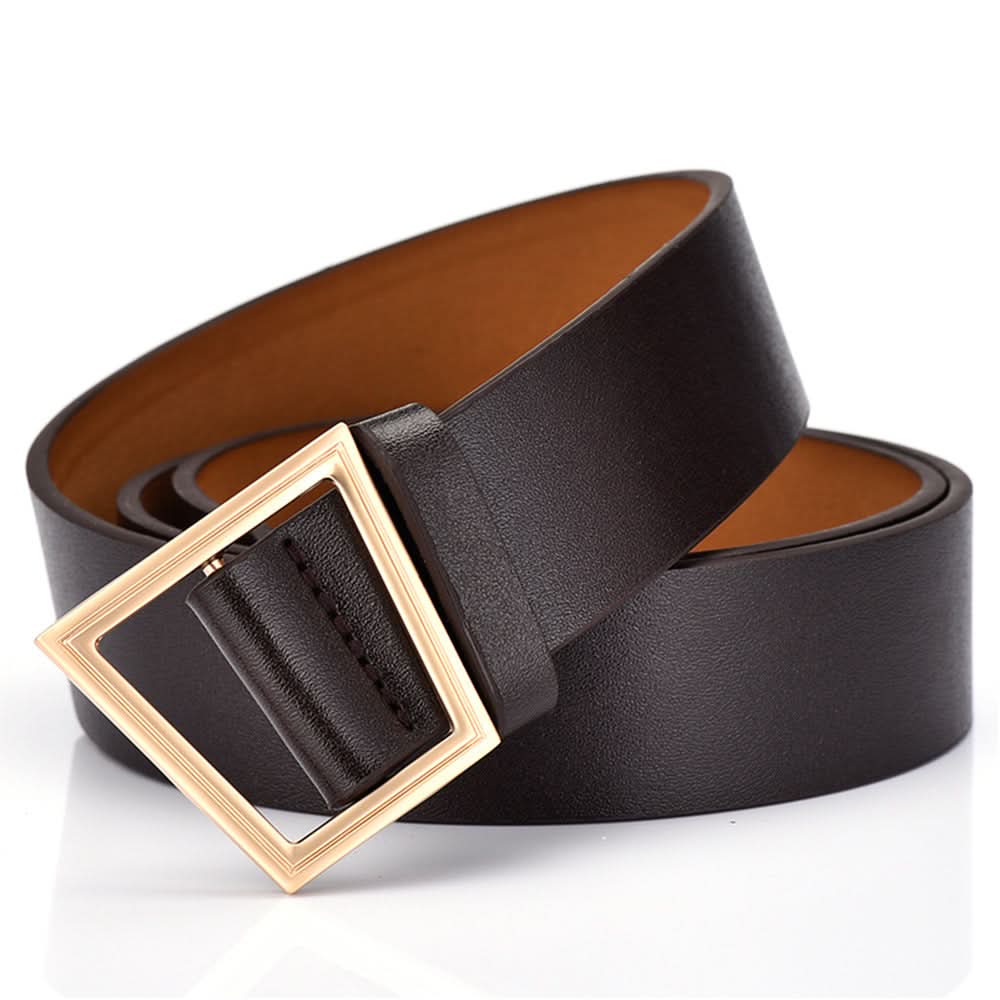 Women's Trendy Wide PU Leather Belt – Trapezoid Buckle