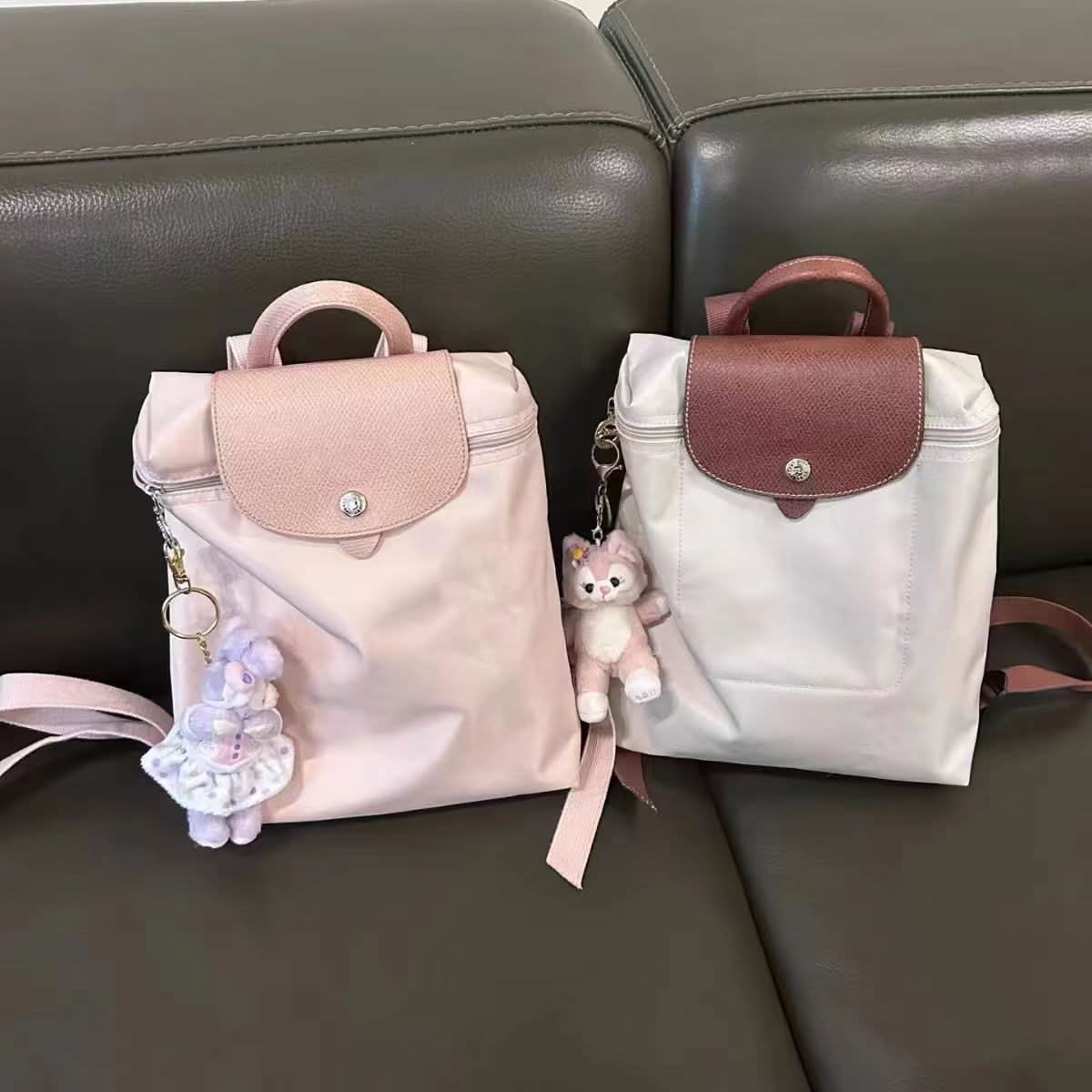 Women's Nylon School Backpack – Stylish Embroidered Shoulder Bag