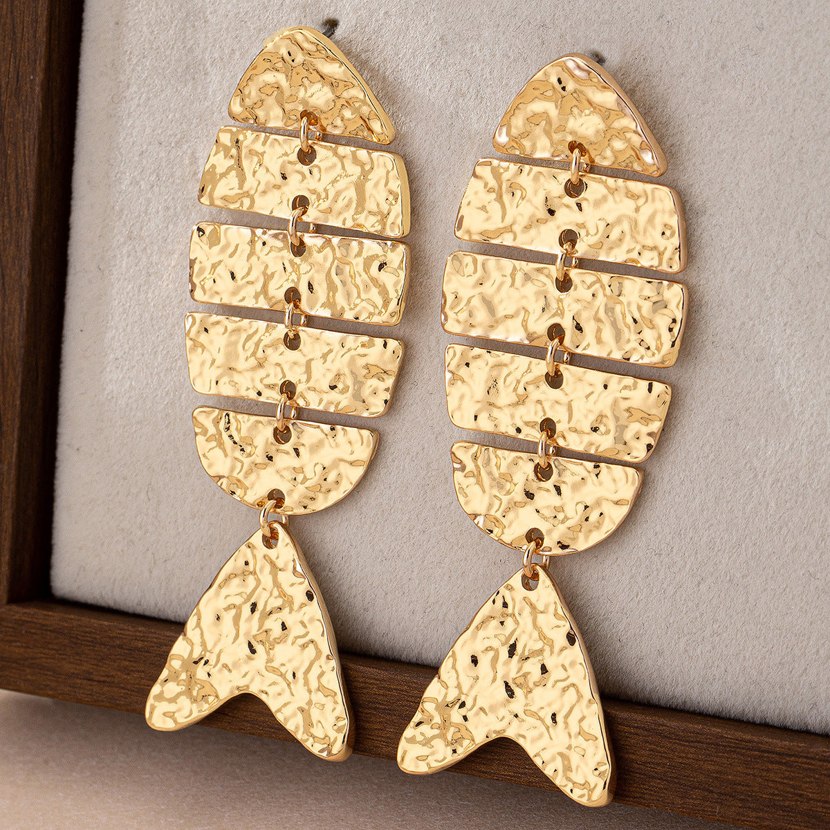 Fishbone Earrings for Women – Alloy Hammered Design Fashion Jewelry