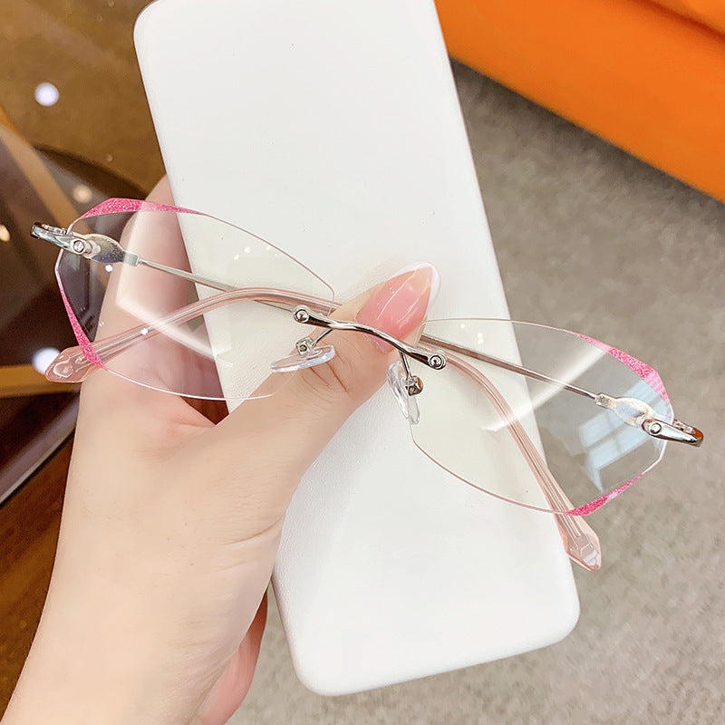 Women's Hexagonal Frameless Myopia Glasses – Anti-Blue Light Fashion Eyewear Frame