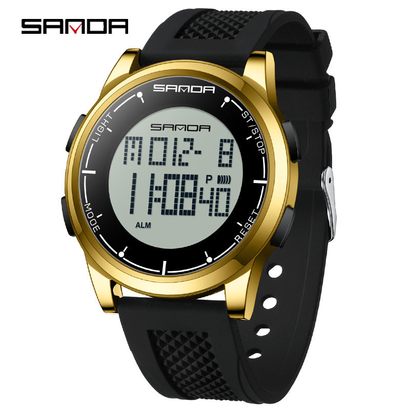 Sanda Large Screen Digital Watch – Waterproof Luminous Student Electronic Watch