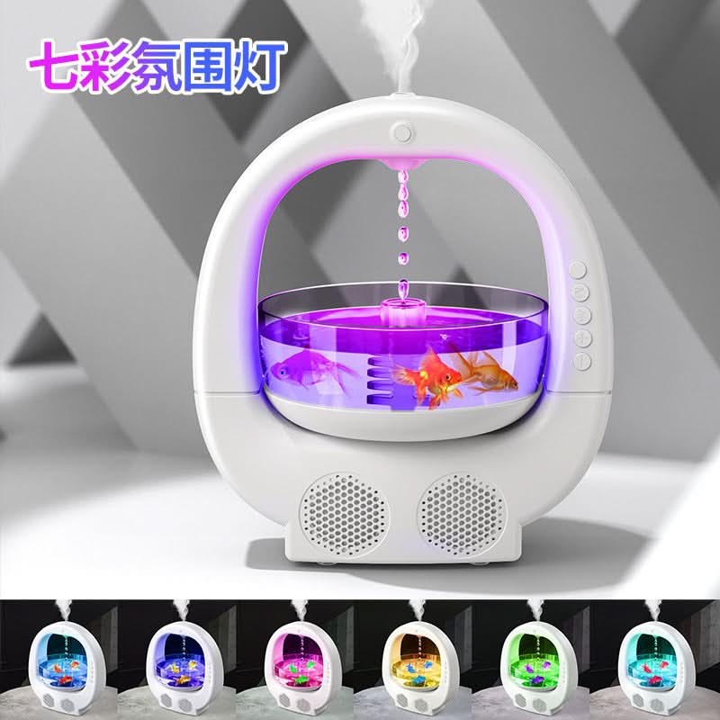 Anti-Gravity Humidifier with Bluetooth Speaker & LED Fish Tank – USB-Powered