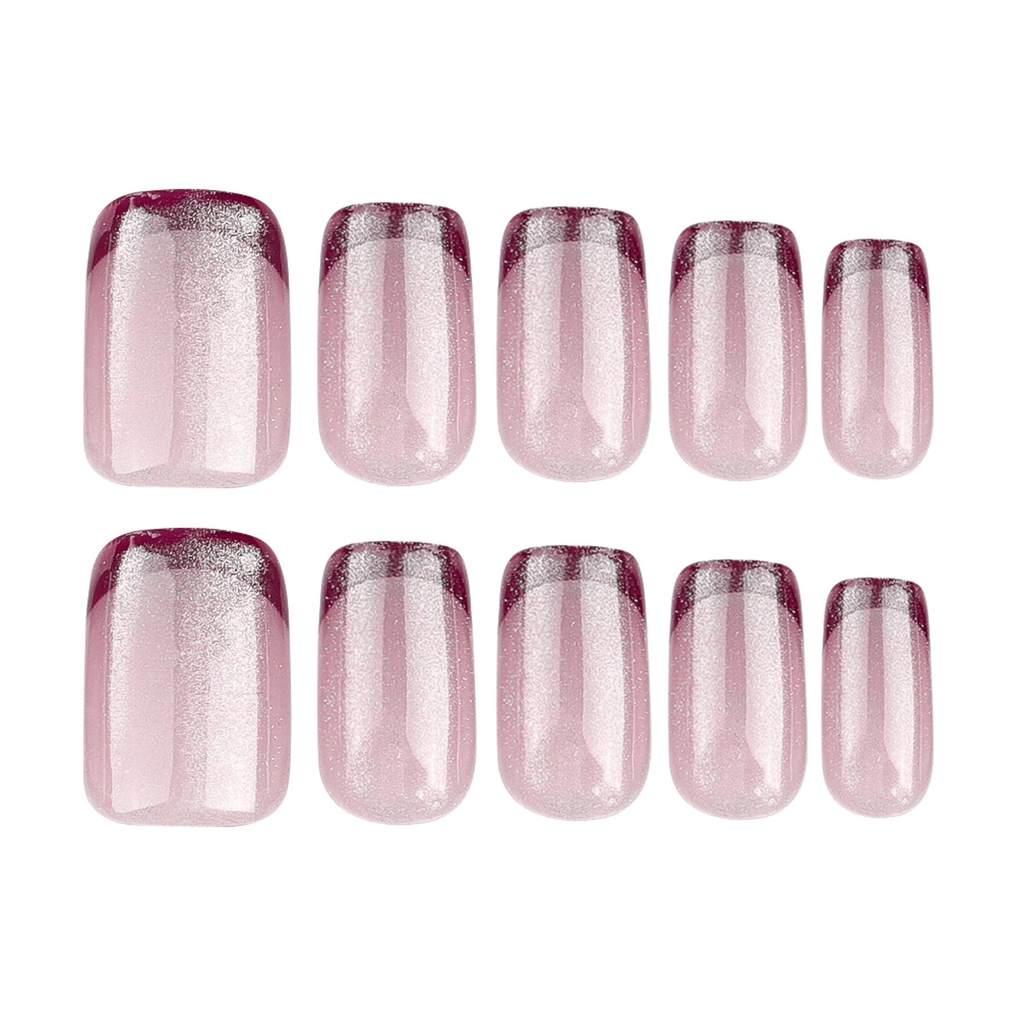 Nude Burgundy French Tip Press-On Nails – Wearable Coffin Acrylic False Nails