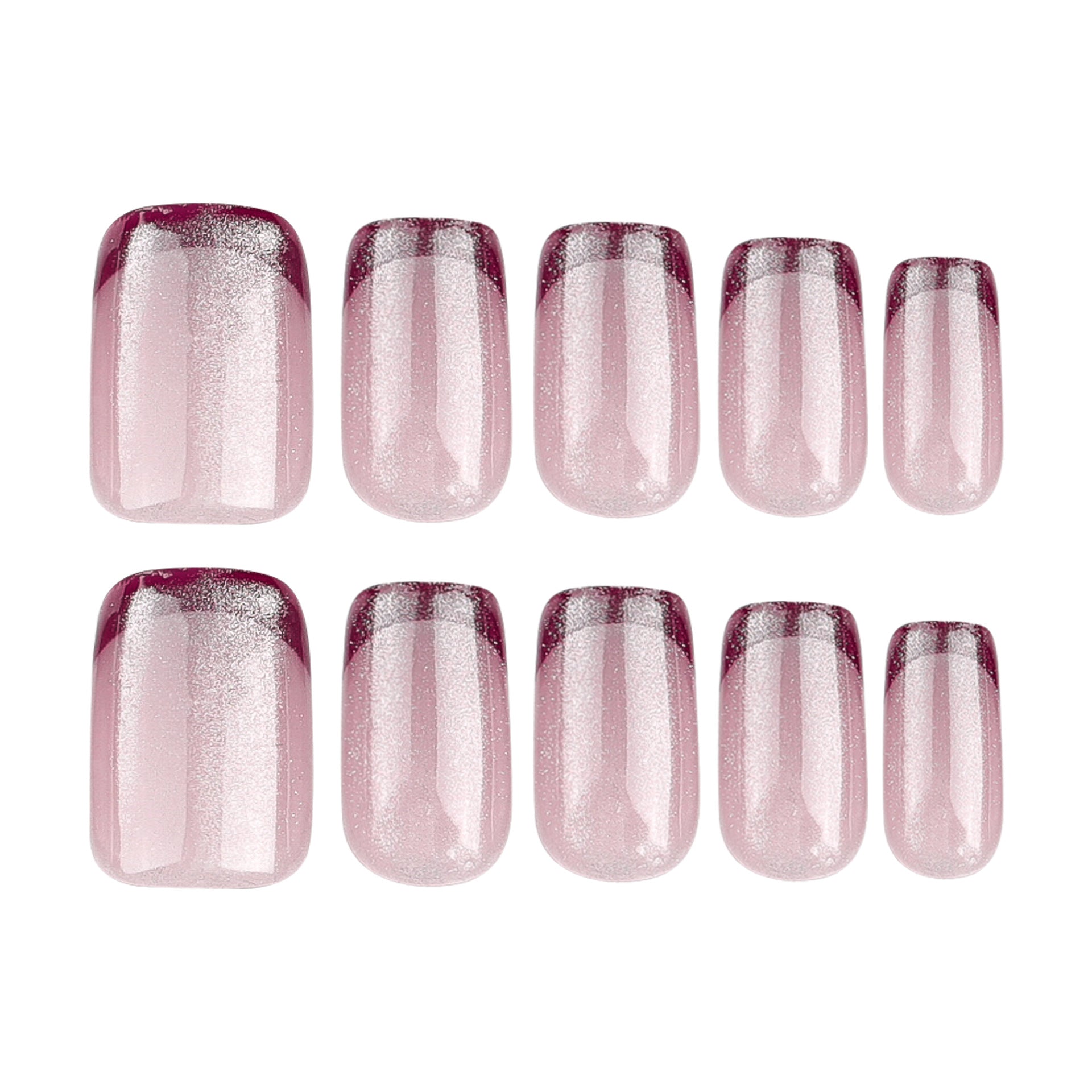 Nude Burgundy French Tip Press-On Nails – Wearable Coffin Acrylic False Nails