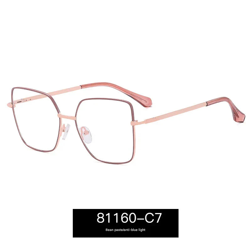 Women’s Metal Square Anti-Blue Light Glasses – Stylish Flat Frame