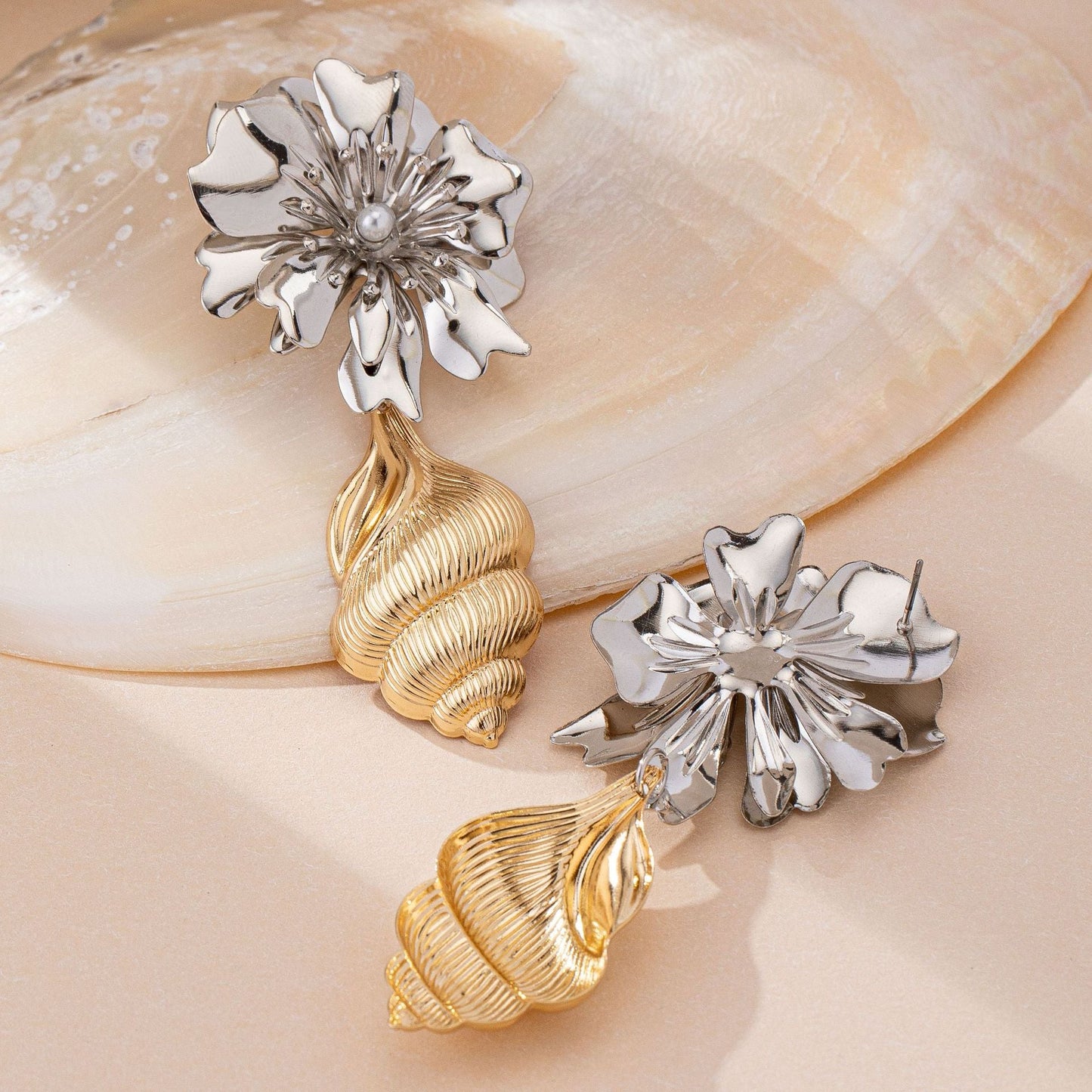 Pearl Flower Earrings for Women – Alloy Design Ocean Holiday Jewelry