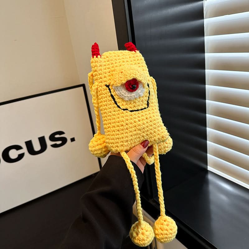 Cute Cartoon Crossbody Bag – Woolen Woven Mini Shoulder Bag