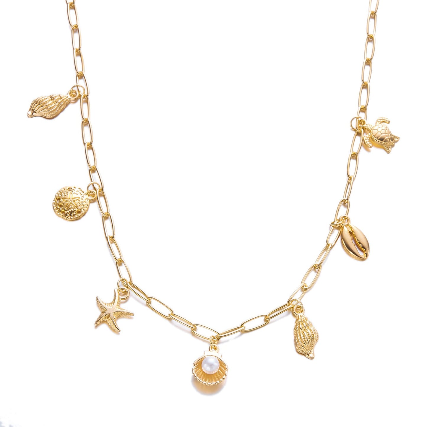 Beach Starfish Pendant Necklace – Sea Shell & Turtle Charm Jewelry for Women